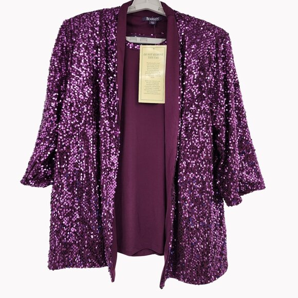 Roamans Women’s 18W Purple Sequin Jacket Tank Top Set Plus Size NWT - Picture 1 of 9
